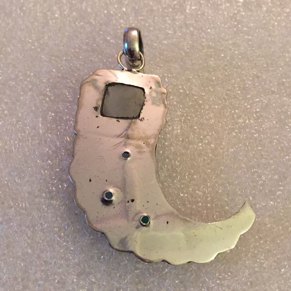 925 prehnite & gem pendent - Picture 2 of 4